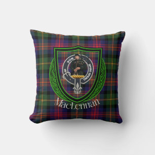 Cojín Decorativo Tartan y Cresta del Clan Escocés MacLennan