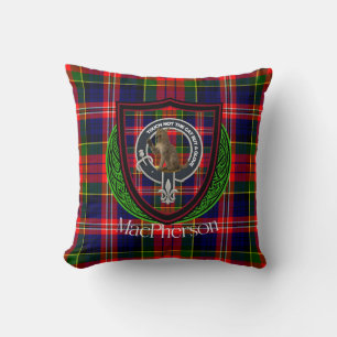 Cojín Decorativo Tartan y Cresta del Clan Escocés MacPherson