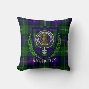 Cojín Decorativo Tartan y Cresta del Clan Escocés MacThomas