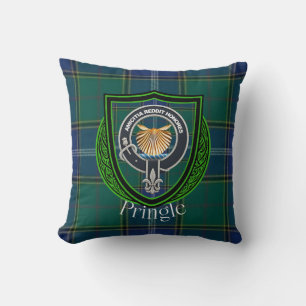 Cojín Decorativo Tartan y Cresta del Clan Escocés Pringle