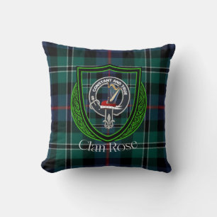 Cojín Decorativo Tartan y Cresta del Clan Escocés Rose