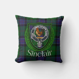 Cojín Decorativo Tartan y Cresta del Clan Escocés Sinclair