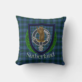 Cojín Decorativo Tartan y Cresta del Clan Escocés Sutherland