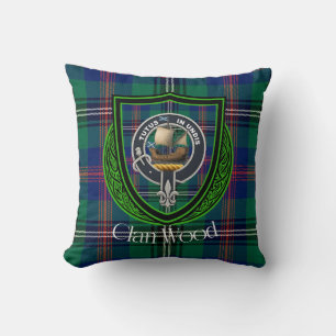Cojín Decorativo Tartan y Cresta del Clan Escocés Wood