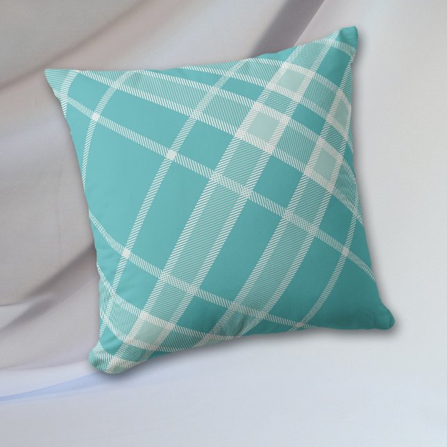 Cojín Decorativo Tátersall azul turquesa gris (Subido por el creador)