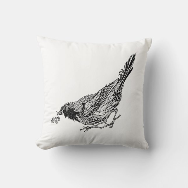 Cojín Decorativo Tatuaje del pájaro (Anverso)