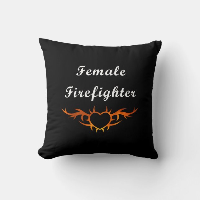 Cojín Decorativo Tatuaje femenino del bombero (Anverso)