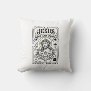 Cojín Decorativo Tatuajes de Jesús Flash Cristiano Tatuajes de Jesú