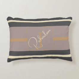 Cojín Decorativo Taupe dorado personalizado con raya moderno chic n