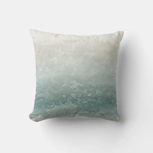 Cojín Decorativo Taupe Espuma de Mar y Salpicaduras Azules en la Co
