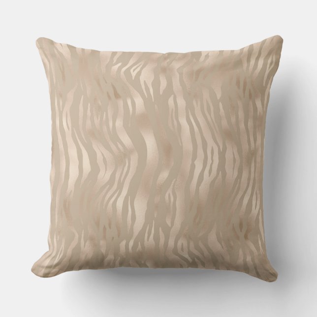 Cojín Decorativo Taupe Gold Satin Animal Overlap Lujoso Pillow (Anverso)