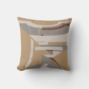 Cojín Decorativo Taupe Gris Tono Mediterráneo Geométrico Abstracto 