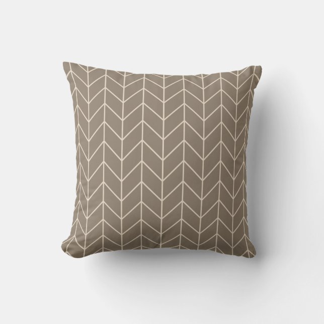 Cojín Decorativo Taupe Herringbone Throw Pillow (Anverso)