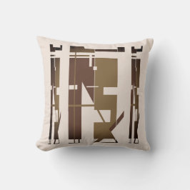 Cojín Decorativo Taupe marrón oscuro en mosaico de arte tribal de B