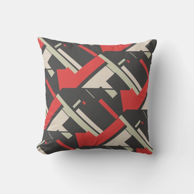 Cojín Decorativo Taupe negro rojo Beige enrollado diagonal abstract (Anverso)