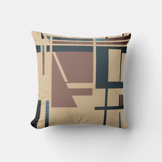 Cojín Decorativo Taupe Oscuro Verde azulado Azul Marrón Tan Resumen (Anverso)