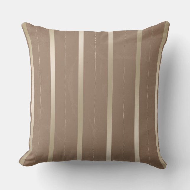 Cojín decorativo Taupe Tan y Silver Stripes (Anverso)