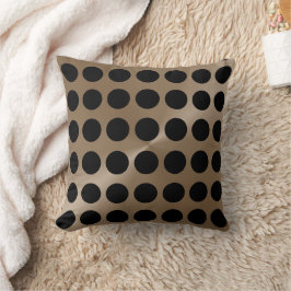 Cojín Decorativo Taupe y Black Big Dots Patrón moderno