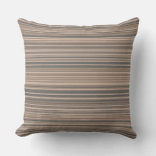Cojín Decorativo Taupe y gris patrón de rayas simple moderno