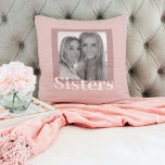 Cojín Decorativo Taupe y rosa modernos | Foto | Regalo de hermanas<br><div class="desc">Taupe y rosa modernos | Foto | Regalo de hermanas</div>