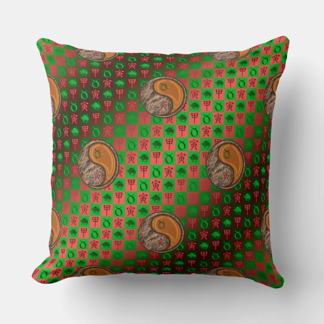 Cojín Decorativo Tauro & Tigre de Madera (Anverso)