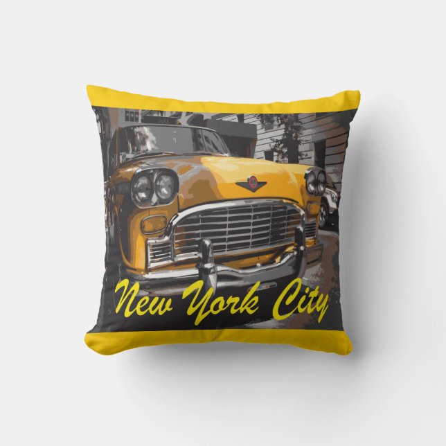 Cojín Decorativo Taxi amarillo de Nueva York (Anverso)