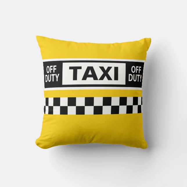 Cojín Decorativo Taxista Nueva York fuera de servicio Blanco negro  (Anverso)