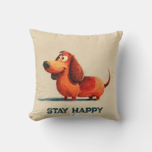 Cojín Decorativo Tay Perro Feliz – Arte de Cita Positiva Lindo
