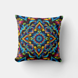 Cojín Decorativo Taza con diseño de mandala de caleidoscopio colori