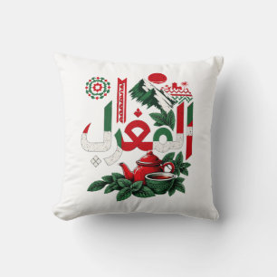 Cojín Decorativo Taza de arte de Marruecos Taza de té de menta marr