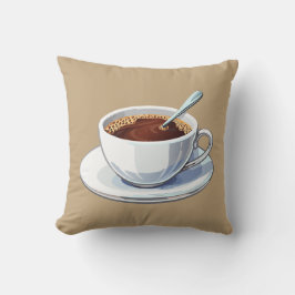Cojín Decorativo Taza de café blanca en un platillo llena de café