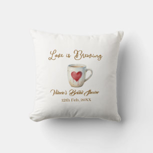 Cojín Decorativo Taza de café blanca Love is Brewing corazón regalo