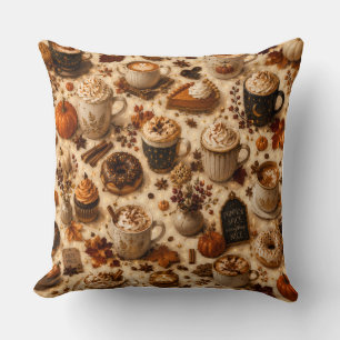 Cojín Decorativo Taza de café con especias de calabaza acogedora