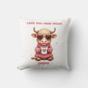 Cojín Decorativo Taza de café con gafas de corazón de vaca de las T