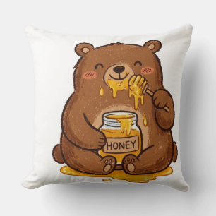 Cojín Decorativo Taza de café con oso de peluche lápiz de color com