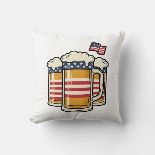Cojín Decorativo Taza de cerveza patriótica diseño vectorial vintag