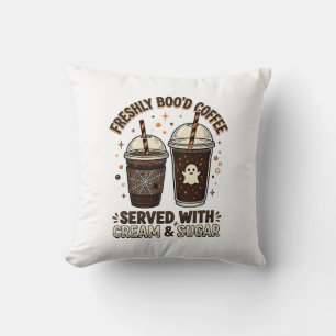 Cojín Decorativo Taza de fantasma de Halloween de café recién hecho