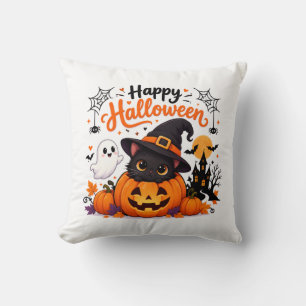 Cojín Decorativo Taza de viaje Feliz Halloween de gato lindo - Bruj
