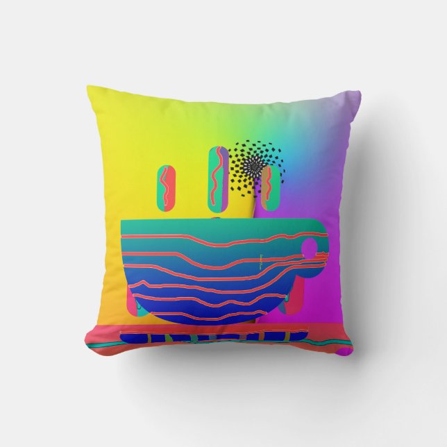 Cojín Decorativo Tazas de café Rainbow Geo (Anverso)