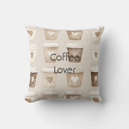 Cojín Decorativo Tazas de Corazón de Café con Crema