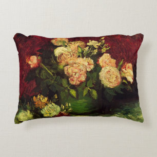 Cojín Decorativo Tazón con peonías y rosas de Vincent van Gogh