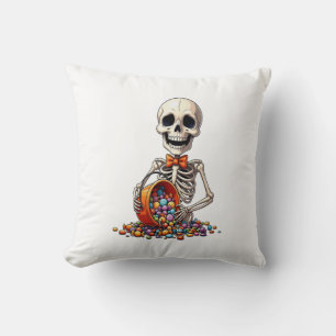 Cojín Decorativo Tazón de dulces de esqueleto Halloween