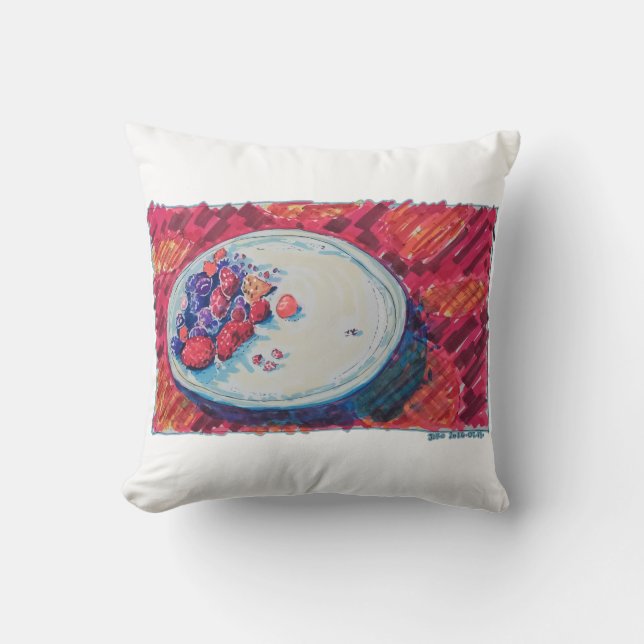 Cojín Decorativo Tazón de Frutas Rojas (Anverso)