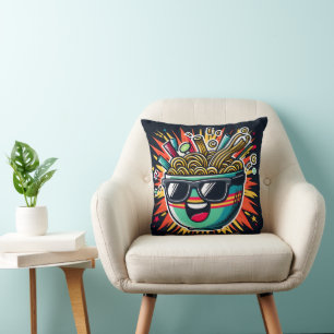 Cojín Decorativo Tazón de ramen de dibujos animados de fideos lindo