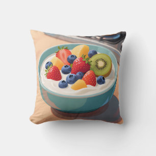 Cojín Decorativo Tazón de Yogur de Fruta Fresca