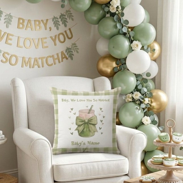 Cojín Decorativo Te Amamos Tanto Matcha Cozy Gingham Bow (Subido por el creador)