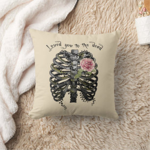 Cojín Decorativo Te amé a los muertos Jaula de costillas florales