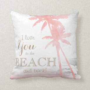 Cojín Decorativo Te amo a la playa y a la madera trasera de la