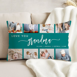 Cojín Decorativo Te Amo Abuela 8 Fotos Collage Azul Turquesa