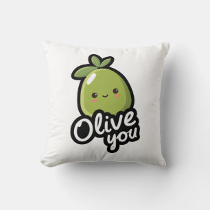 Cojín Decorativo Te Amo Aceituna – Diseño Divertido de Pun Kawaii d